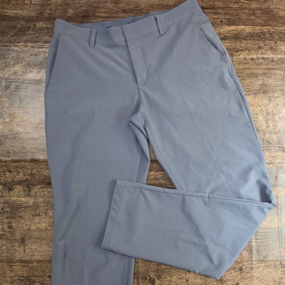 NIKE Golf Pants Mens 34x30 Grey Flat Front Performance Trousers